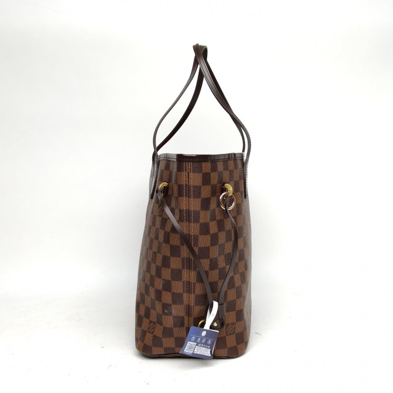 LOUIS VUITTON Neverfull中號31配子袋棕色棋盤格PVC金扣2021肩背包-1