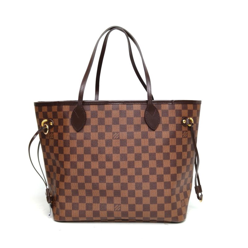 LOUIS VUITTON Neverfull中號31配子袋棕色棋盤格PVC金扣2021肩背包-2