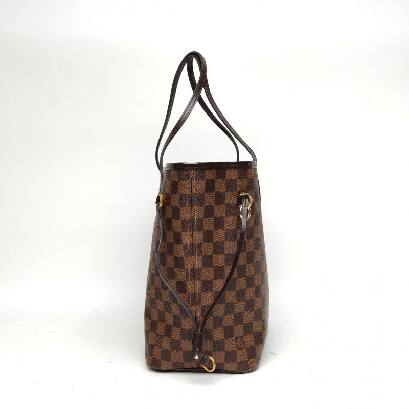 LOUIS VUITTON Neverfull中號31配子袋棕色棋盤格PVC金扣2021肩背包-3