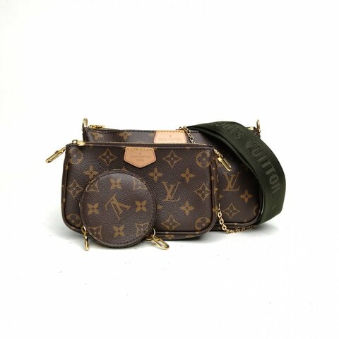 LOUIS VUITTON MultiPochetteAccessoires五合一綠肩帶老花PVC2020肩背包