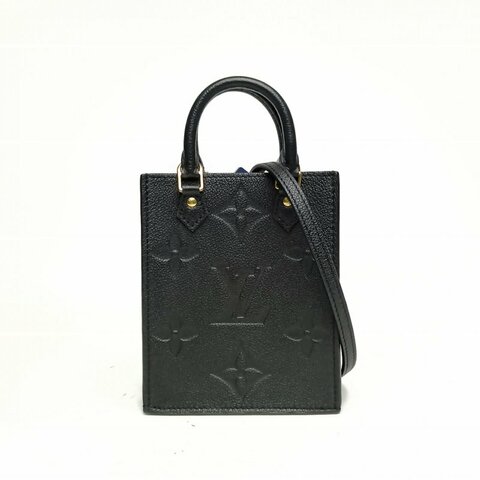 LOUIS VUITTON PETITSACPLAT琴譜包14黑色牛皮晶片肩背包