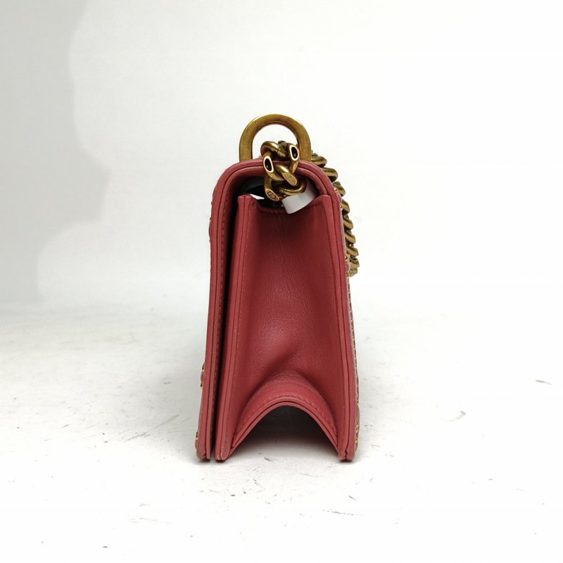 DIOR Diorama盾牌包小號胭脂紅牛皮金扣2019肩背包-1