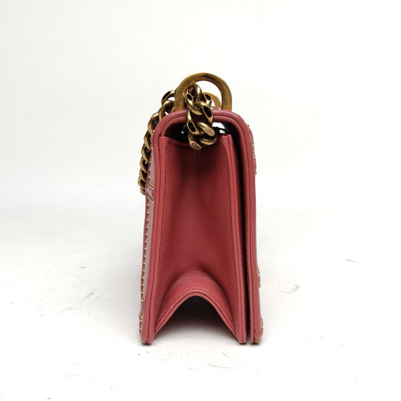 DIOR Diorama盾牌包小號胭脂紅牛皮金扣2019肩背包-3