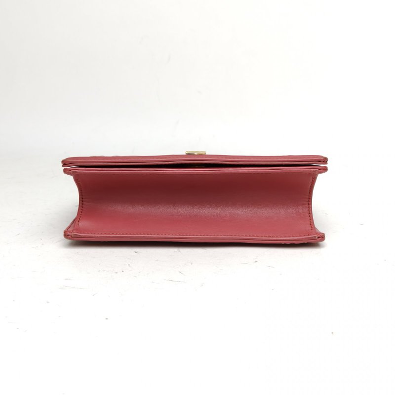 DIOR Diorama盾牌包小號胭脂紅牛皮金扣2019肩背包-4