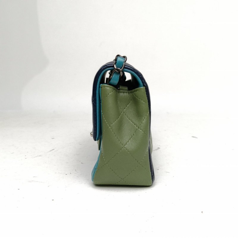 CHANEL CF口蓋包大Mini拼色羊皮21開銀扣肩背包-1