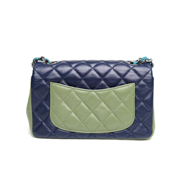 CHANEL CF口蓋包大Mini拼色羊皮21開銀扣肩背包-2