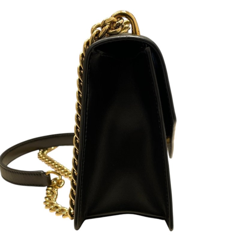 PRADA 普拉達 信封包 SAFFIANO 皮革 黑色 金釦-4