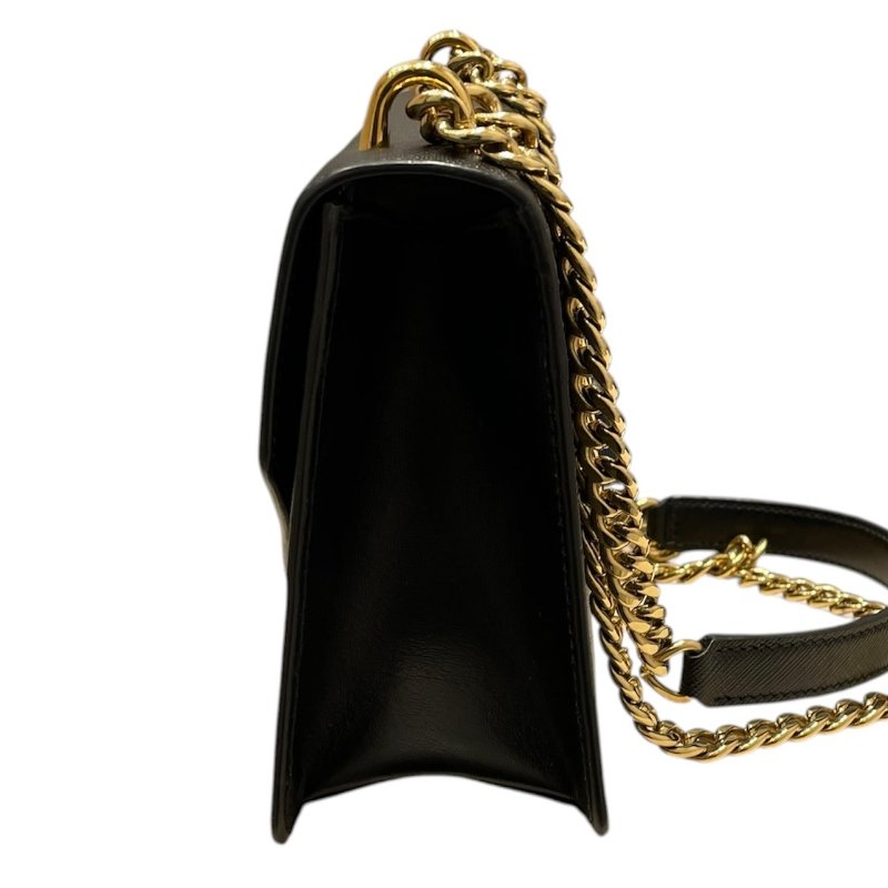 PRADA 普拉達 信封包 SAFFIANO 皮革 黑色 金釦-5