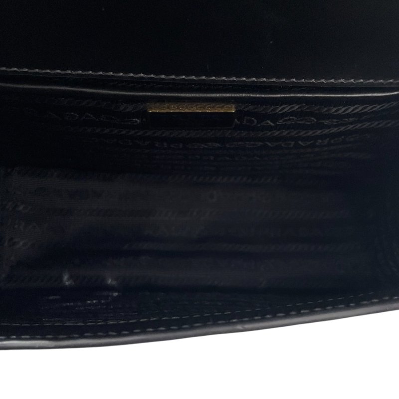 PRADA 普拉達 信封包 SAFFIANO 皮革 黑色 金釦-13