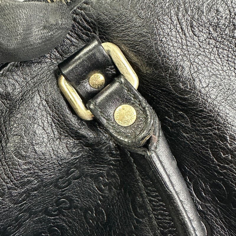 GUCCI 黑色 GUCCISSIMA皮革GG logo壓紋2WAY 旅行袋（guccissima 206501）-4