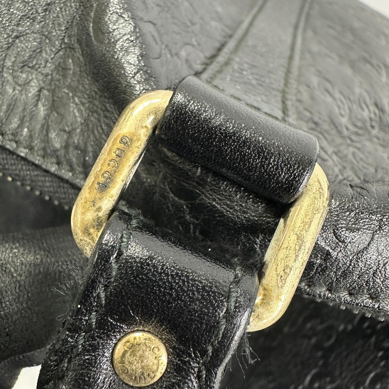 GUCCI 黑色 GUCCISSIMA皮革GG logo壓紋2WAY 旅行袋（guccissima 206501）-5