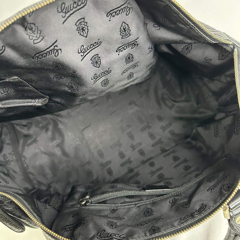 GUCCI 黑色 GUCCISSIMA皮革GG logo壓紋2WAY 旅行袋（guccissima 206501）-6