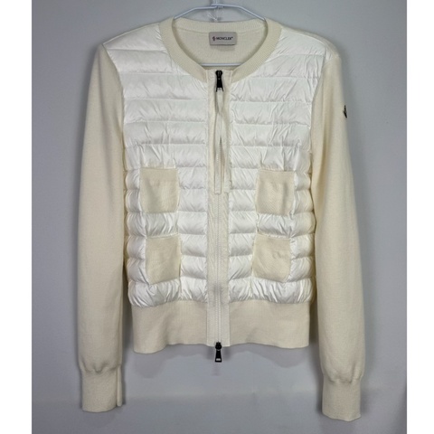 莉亞精品♡ Moncler白色拼接羽絨外套XS 二手