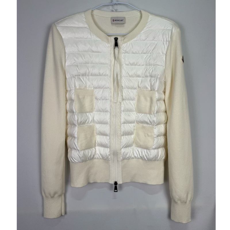 莉亞精品♡ Moncler白色拼接羽絨外套XS 二手-0