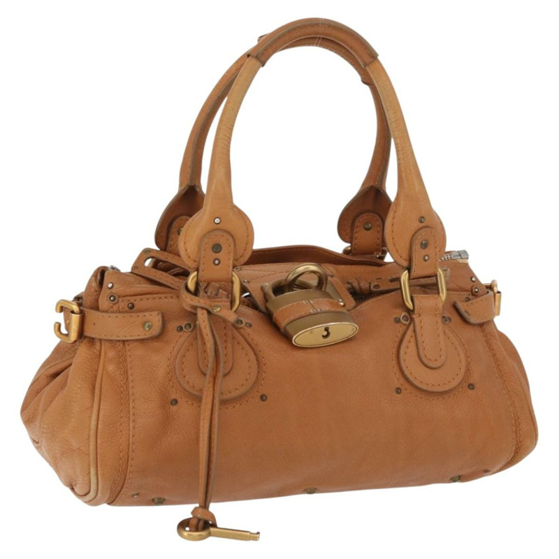 【日本直送】Chloe Paddington 手提包，棕色、銀色、金色皮革，正品 am11277A-0