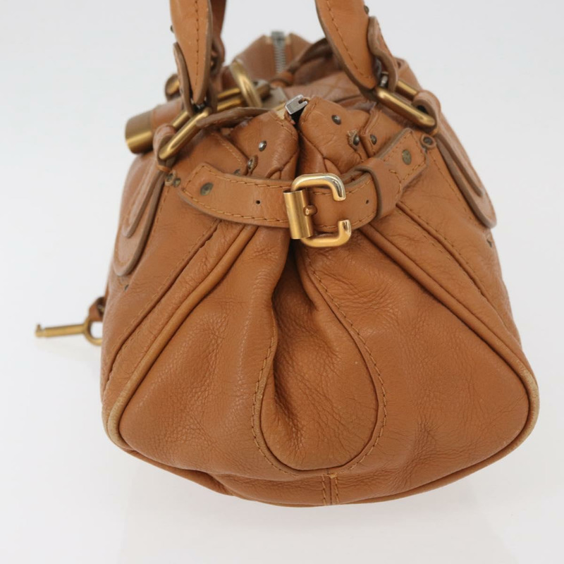 【日本直送】Chloe Paddington 手提包，棕色、銀色、金色皮革，正品 am11277A-2