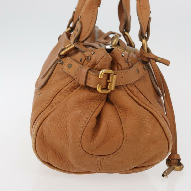 【日本直送】Chloe Paddington 手提包，棕色、銀色、金色皮革，正品 am11277A-3