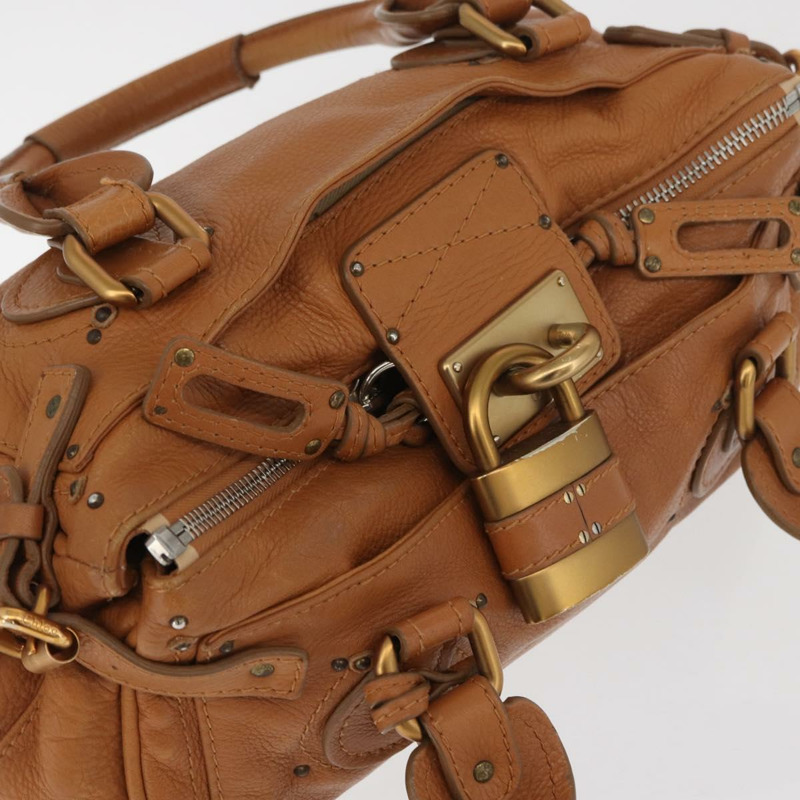 【日本直送】Chloe Paddington 手提包，棕色、銀色、金色皮革，正品 am11277A-5