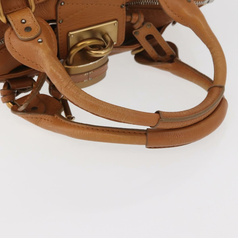 【日本直送】Chloe Paddington 手提包，棕色、銀色、金色皮革，正品 am11277A-6