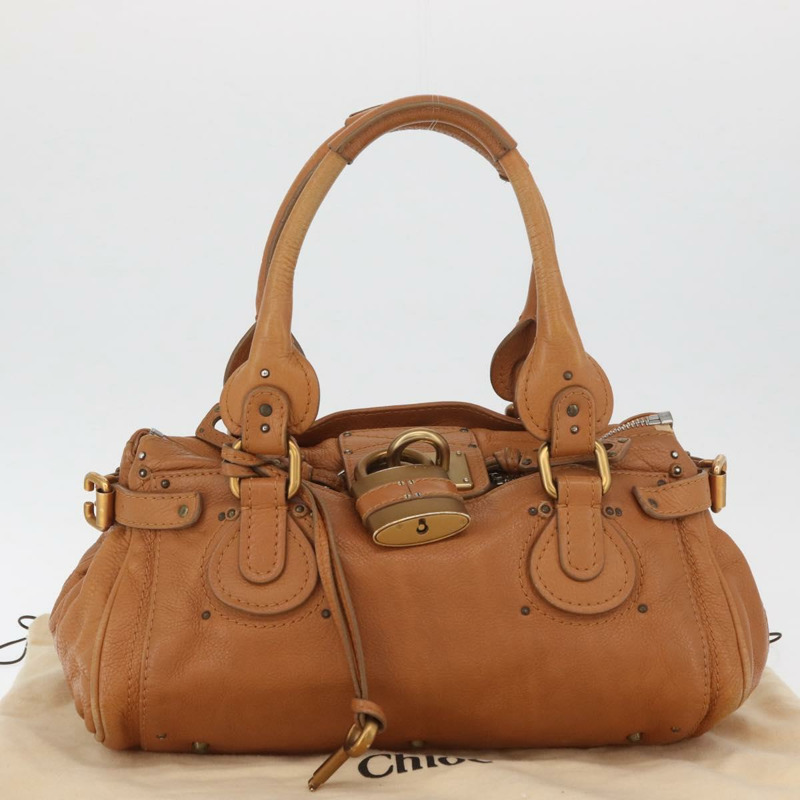 【日本直送】Chloe Paddington 手提包，棕色、銀色、金色皮革，正品 am11277A-11
