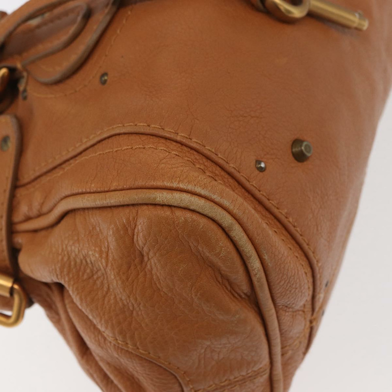 【日本直送】Chloe Paddington 手提包，棕色、銀色、金色皮革，正品 am11277A-15