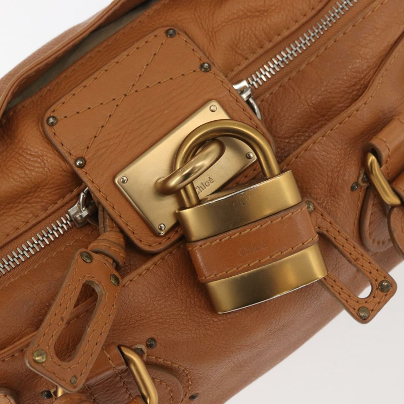 【日本直送】Chloe Paddington 手提包，棕色、銀色、金色皮革，正品 am11277A-17
