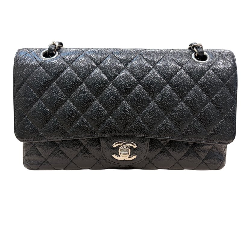 CHANEL 香奈兒 CF25 黑色 荔枝皮 銀釦-0