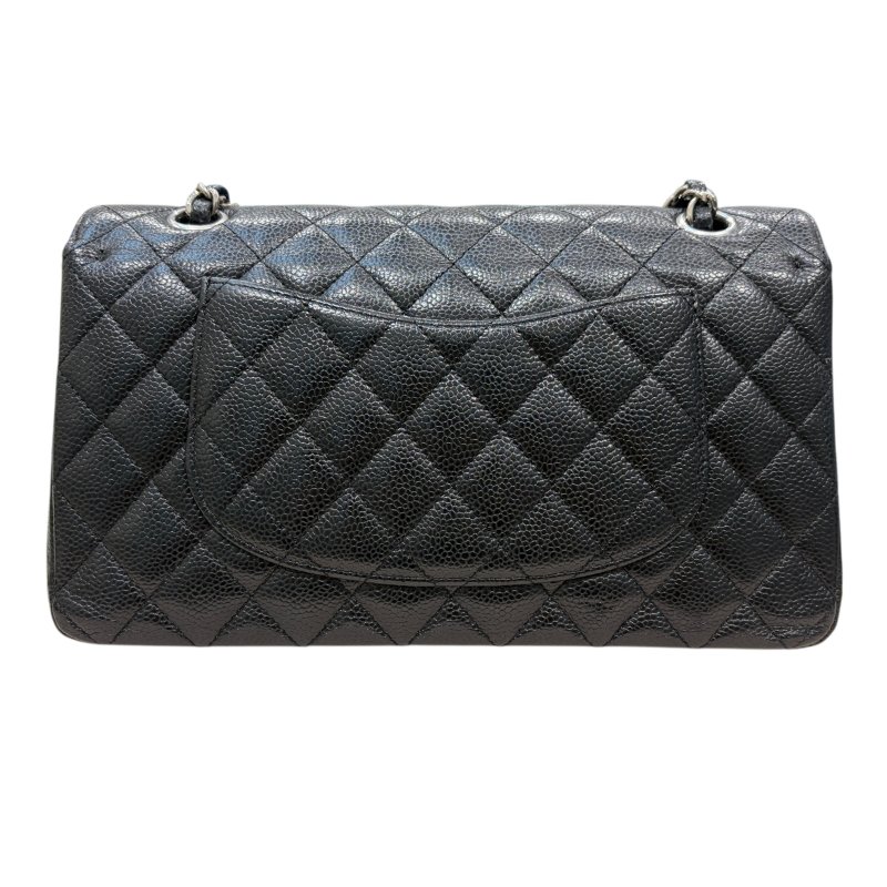 CHANEL 香奈兒 CF25 黑色 荔枝皮 銀釦-1