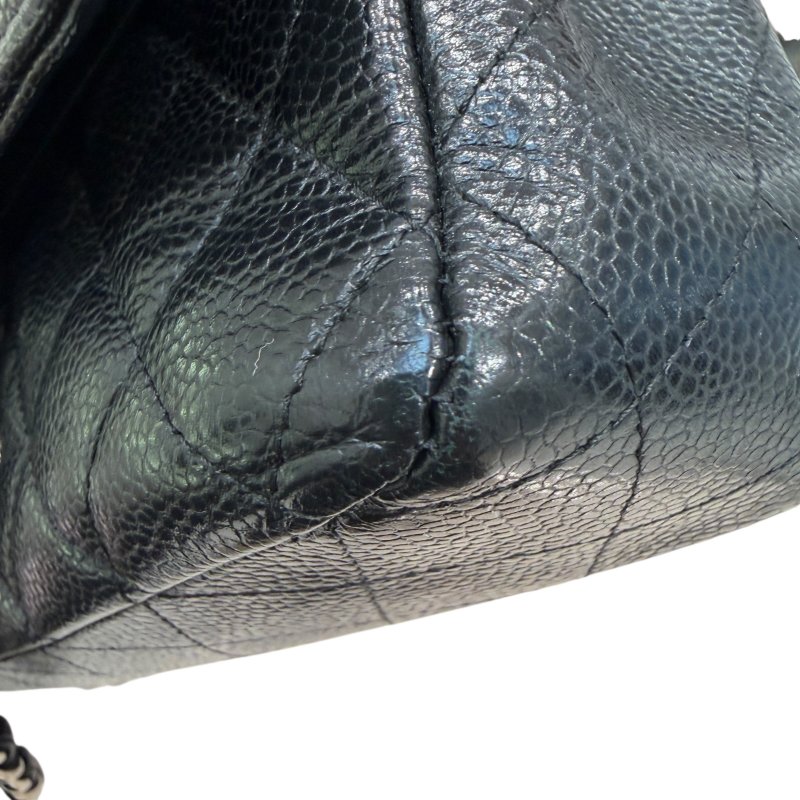 CHANEL 香奈兒 CF25 黑色 荔枝皮 銀釦-4