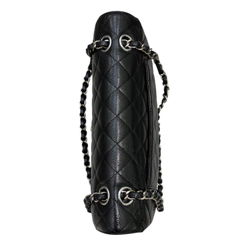 CHANEL 香奈兒 CF25 黑色 荔枝皮 銀釦-10