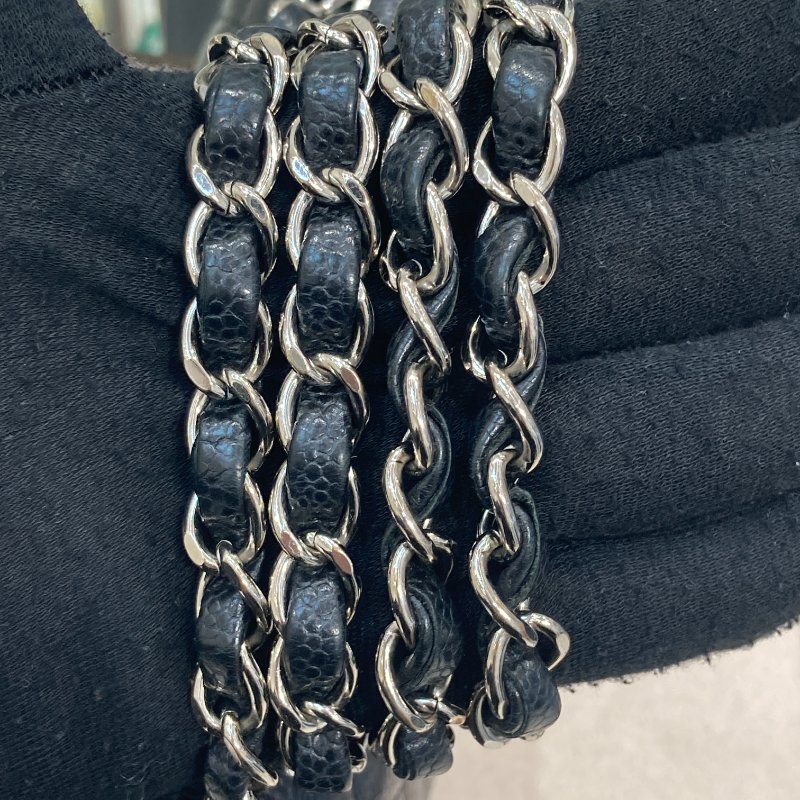 CHANEL 香奈兒 CF25 黑色 荔枝皮 銀釦-11