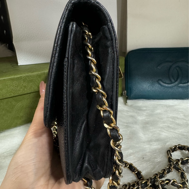 Chanel Woc 黑金荔枝 鏈包-8