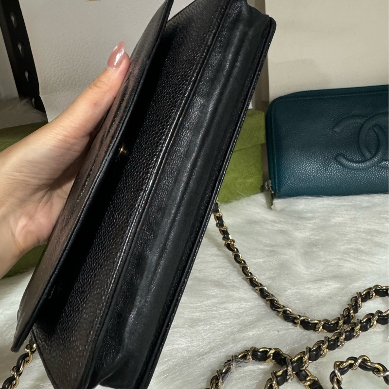 Chanel Woc 黑金荔枝 鏈包-11