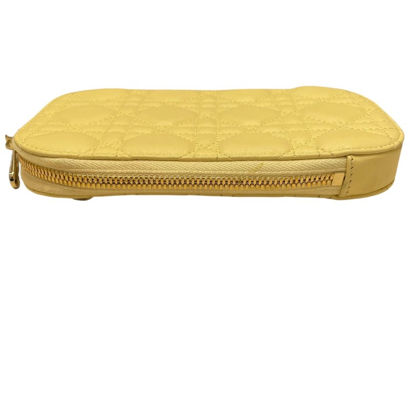 DIOR 迪奧 LADY DIOR CALLIN DIOR 手機包 籐格紋羊皮 嫩黃色 金釦-3