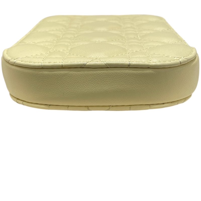 DIOR 迪奧 LADY DIOR CALLIN DIOR 手機包 籐格紋羊皮 嫩黃色 金釦-5