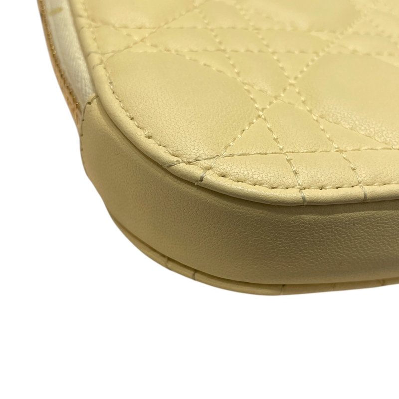 DIOR 迪奧 LADY DIOR CALLIN DIOR 手機包 籐格紋羊皮 嫩黃色 金釦-6