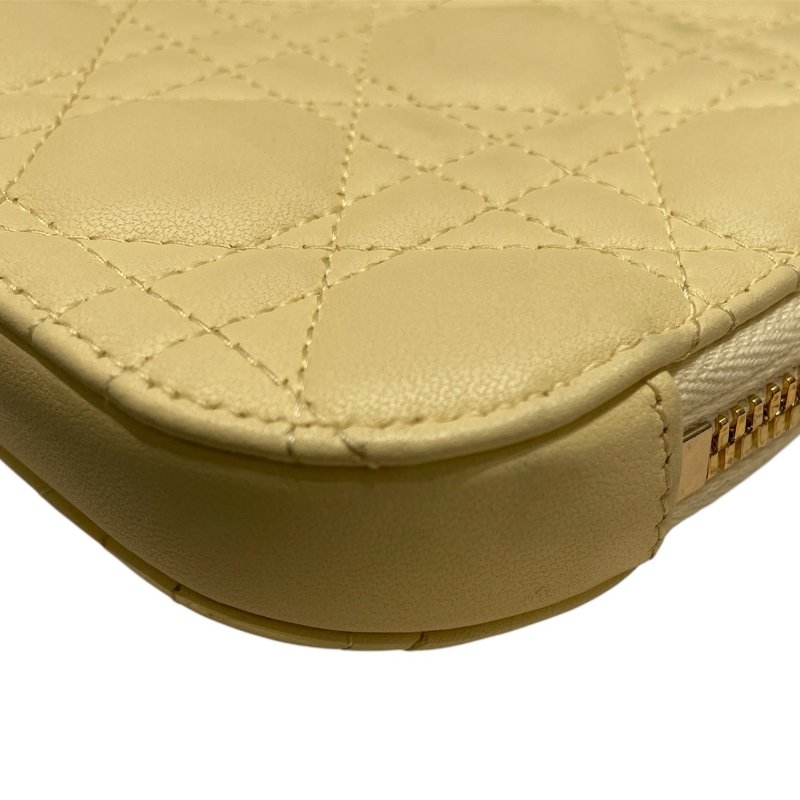 DIOR 迪奧 LADY DIOR CALLIN DIOR 手機包 籐格紋羊皮 嫩黃色 金釦-7