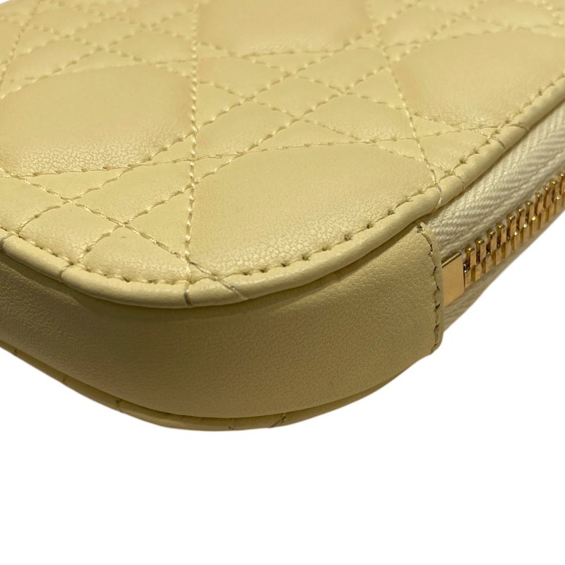 DIOR 迪奧 LADY DIOR CALLIN DIOR 手機包 籐格紋羊皮 嫩黃色 金釦-9