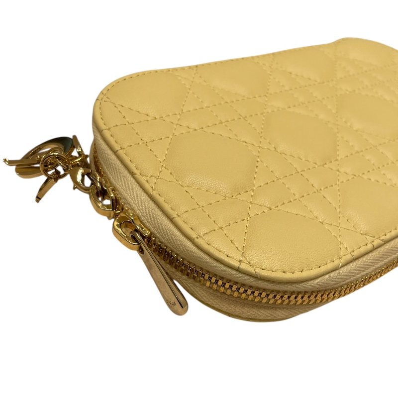 DIOR 迪奧 LADY DIOR CALLIN DIOR 手機包 籐格紋羊皮 嫩黃色 金釦-10