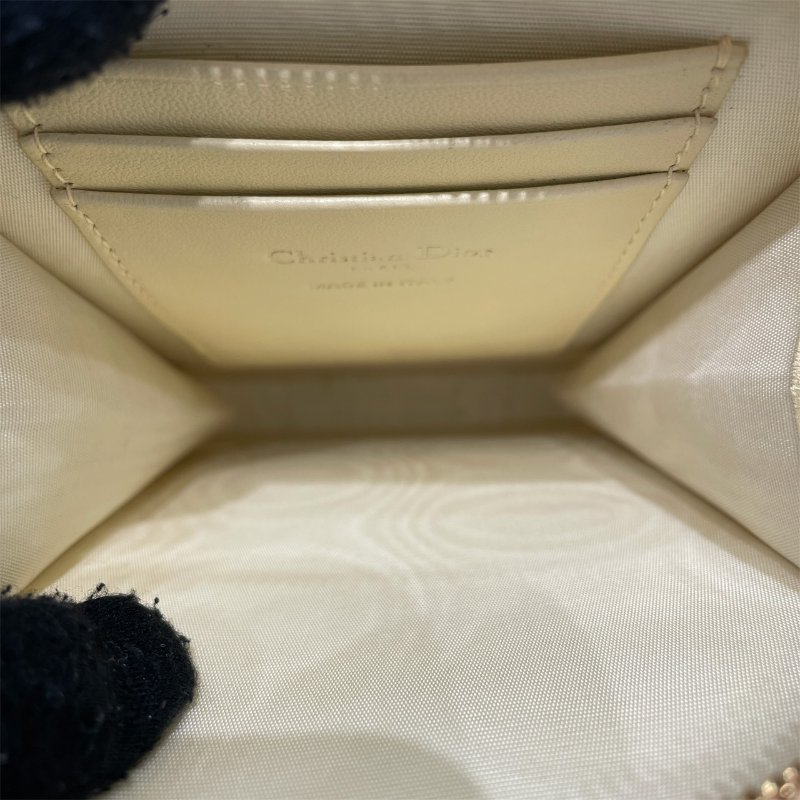 DIOR 迪奧 LADY DIOR CALLIN DIOR 手機包 籐格紋羊皮 嫩黃色 金釦-13