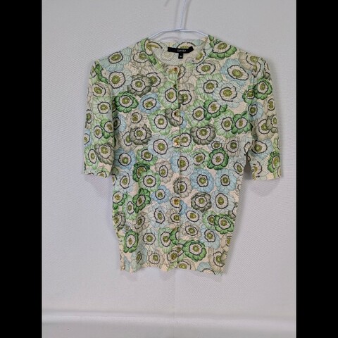 莉亞精品♡Gucci 花花排扣圓領短袖 尺碼XS 二手美品