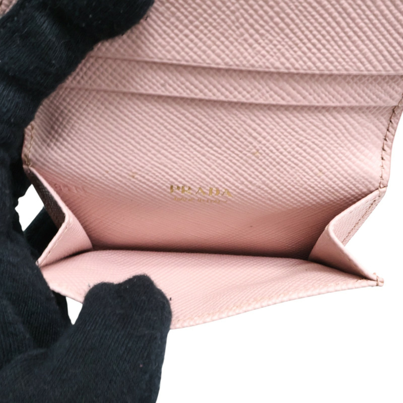 粉色 Saffiano防刮牛皮 卡片夾【PRADA 普拉達】 1MC945-3