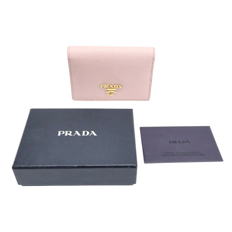 粉色 Saffiano防刮牛皮 卡片夾【PRADA 普拉達】 1MC945-7