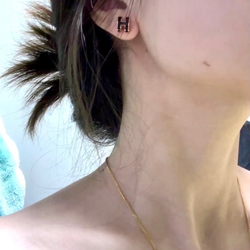 Hermes 愛馬仕 H mini pop 耳環/黑金款/全新閒置美品-2