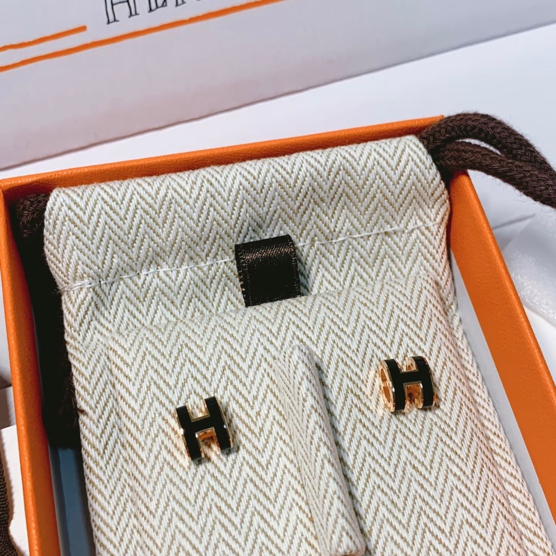 Hermes 愛馬仕 H mini pop 耳環/黑金款/全新閒置美品-4