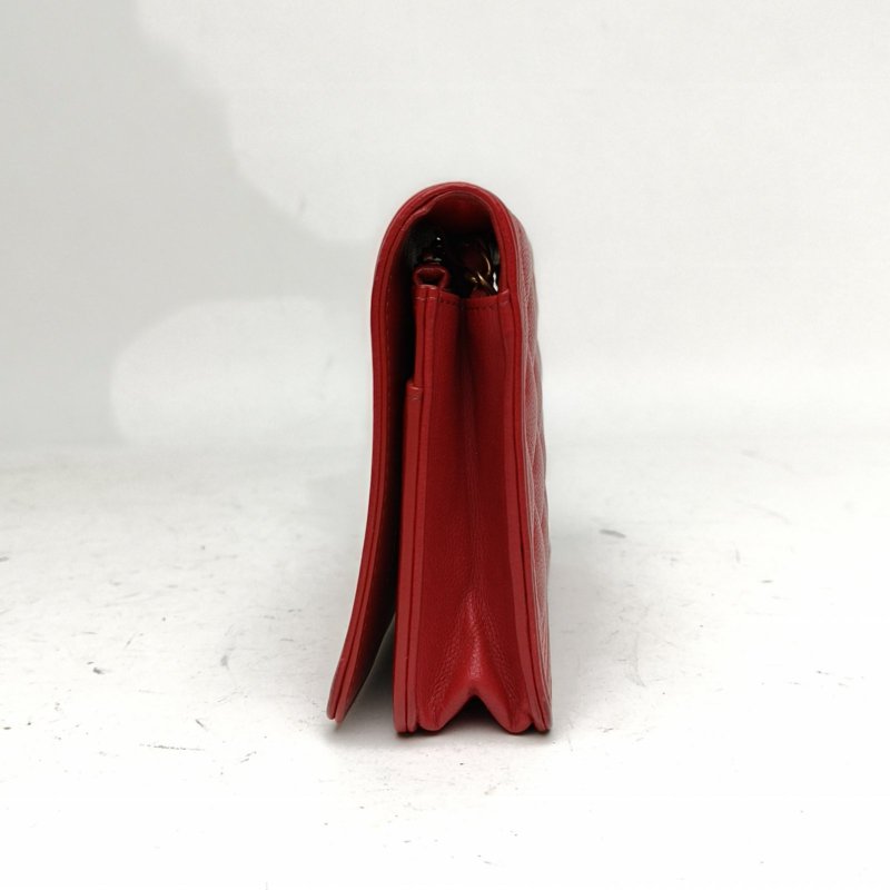 CHANEL LeboyWOC19紅色荔枝牛皮24開金扣肩背包-1