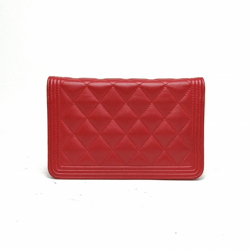 CHANEL LeboyWOC19紅色荔枝牛皮24開金扣肩背包-2