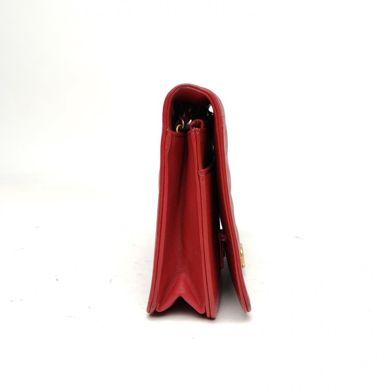 CHANEL LeboyWOC19紅色荔枝牛皮24開金扣肩背包-3