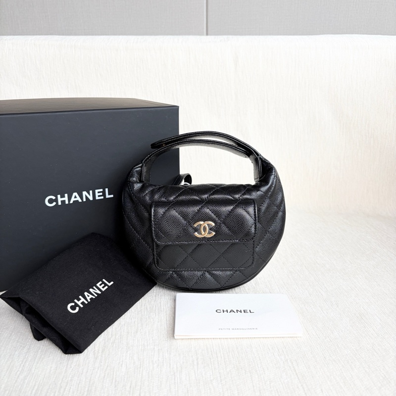 Chanel 香奈兒 25P 新款 呼啦圈 荔枝皮 黑金 芯片款-0