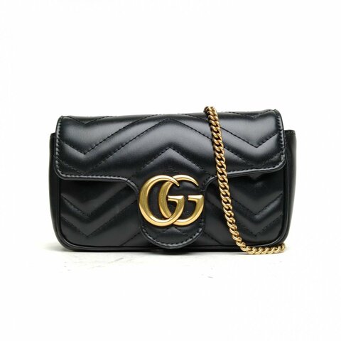 GUCCI GGMarmont肩背包超Mini16.5黑色牛皮金扣肩背包